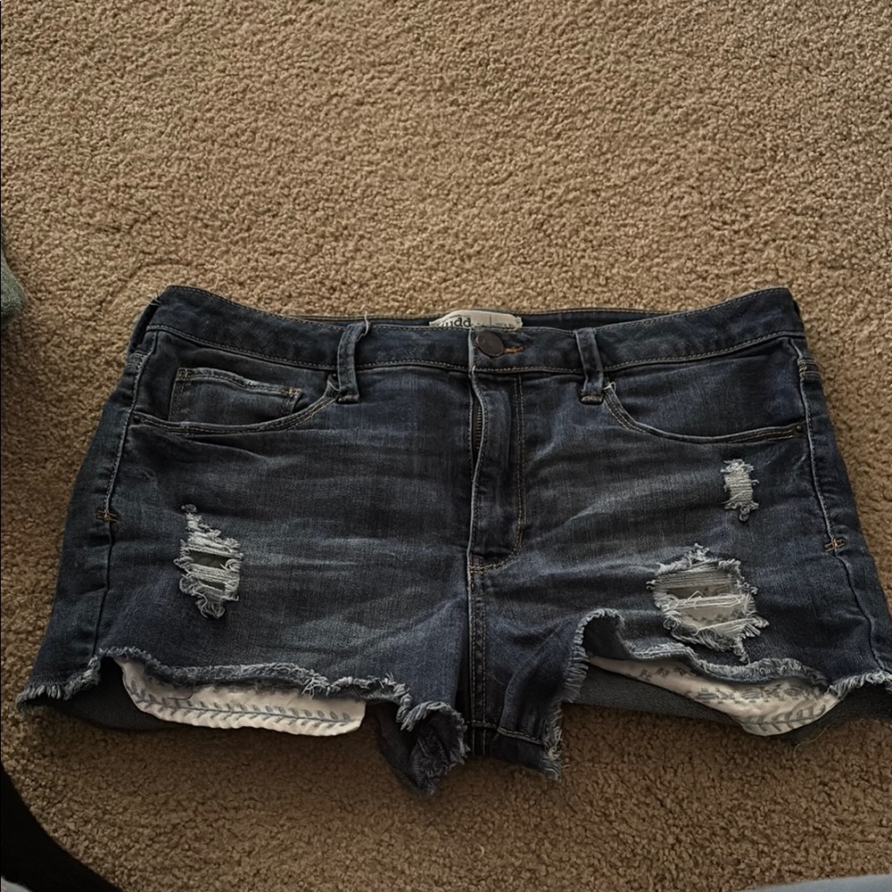 Mudd: FLX Stretch High-Rise Denim Blue Distressed Women Shorts